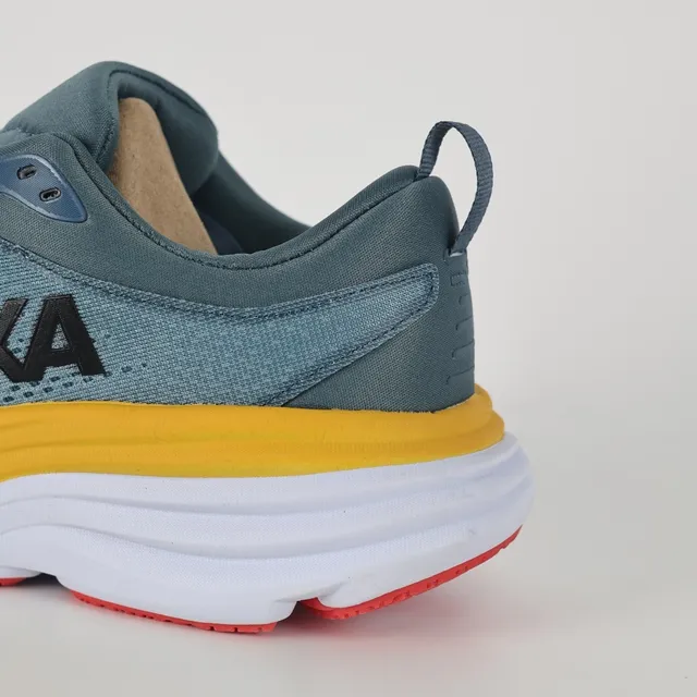Hoka Clifton Bleu Jaune Semelle cushionée maximaliste Partie supérieure en knit ingénierie Chaussures de course 4