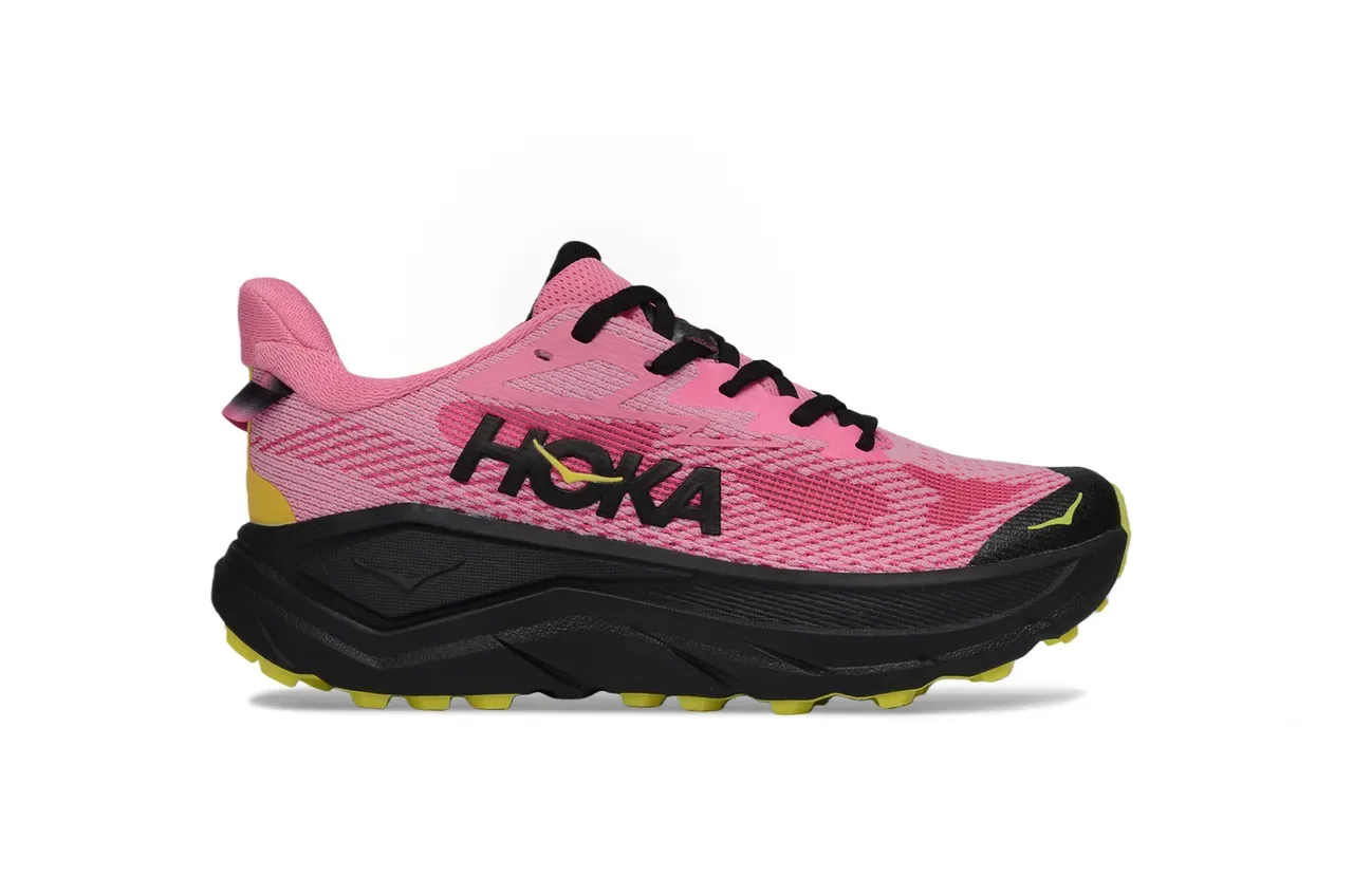 Hoka Pink Yellow Maximalist Cushioning Knit Upper Running Shoes 2