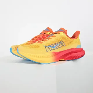 Hoka Yellow Red Knit Upper Gradient Midsole Running Shoes