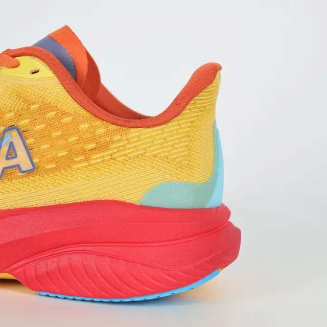 Hoka Yellow Red Knit Upper Gradient Midsole Running Shoes 4