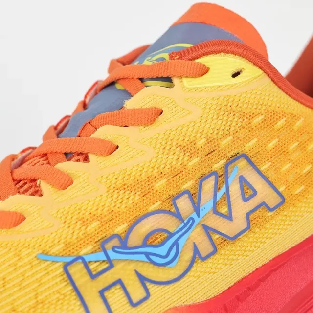 Hoka Yellow Red Knit Upper Gradient Midsole Running Shoes 6