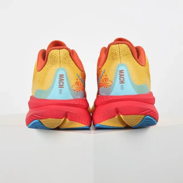 Hoka Yellow Red Knit Upper Gradient Midsole Running Shoes 8