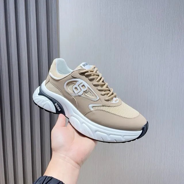 Hugo Boss Beige Semelle Noire Tige Maille-Synthétique Hybride Baskets Épaisses 3