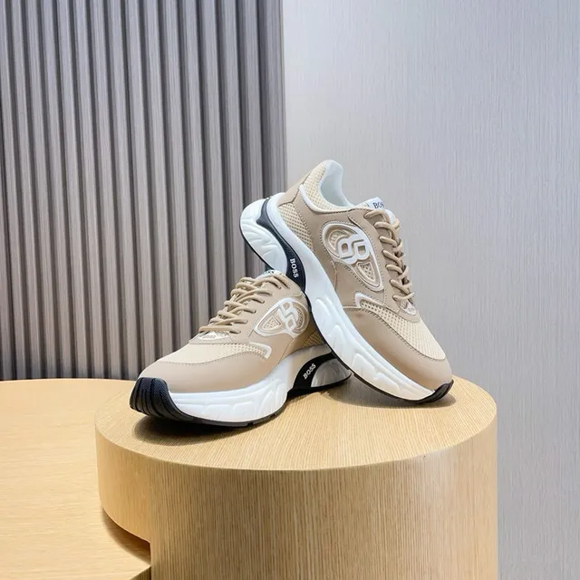 Hugo Boss Beige Semelle Noire Tige Maille-Synthétique Hybride Baskets Épaisses 4