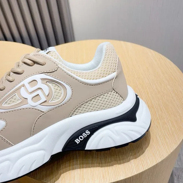 Hugo Boss Beige Semelle Noire Tige Maille-Synthétique Hybride Baskets Épaisses 5
