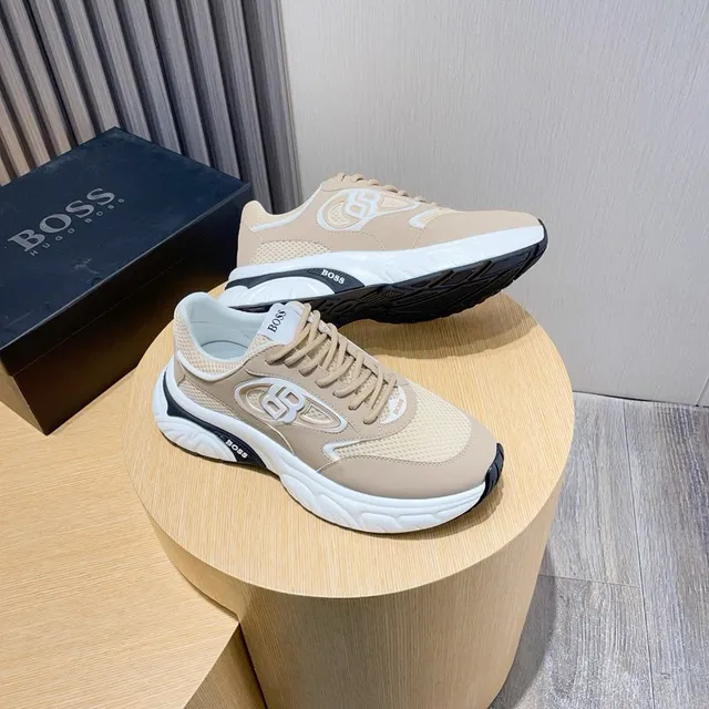Hugo Boss Beige Semelle Noire Tige Maille-Synthétique Hybride Baskets Épaisses 6