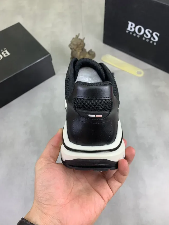 Hugo Boss Black Mesh and Leather Lifestyle Sneakers 3