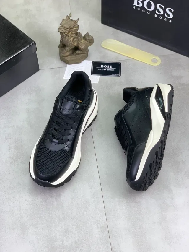 Hugo Boss Black Mesh and Leather Lifestyle Sneakers 5