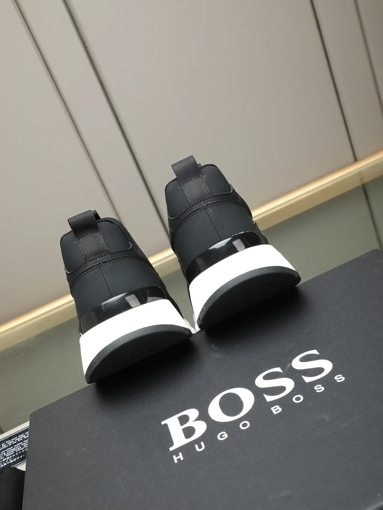 Hugo Boss Black White Slip-On Knit Upper Lifestyle Sneakers 4