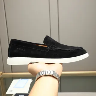 Hugo Boss Black White Suede Upper Penny Loafer