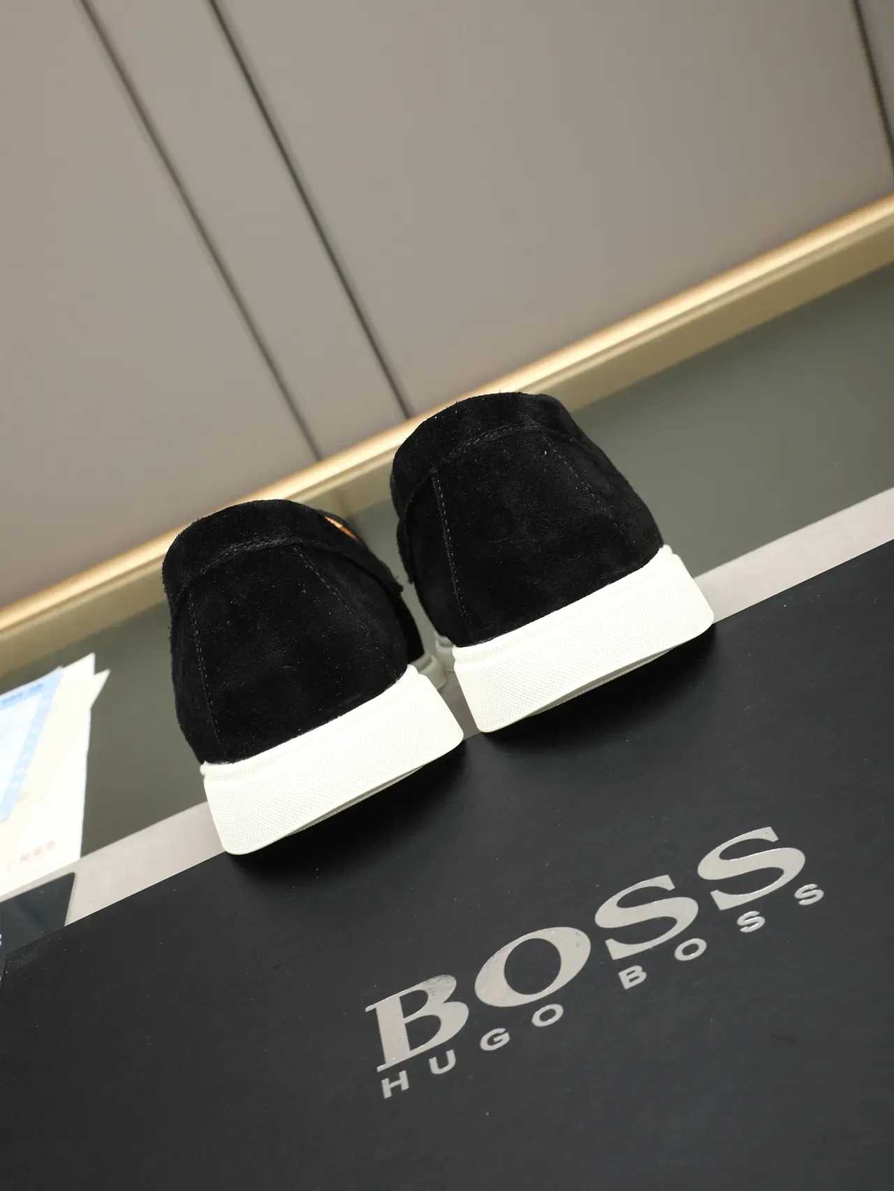 Hugo Boss Black White Suede Upper Penny Loafer 3