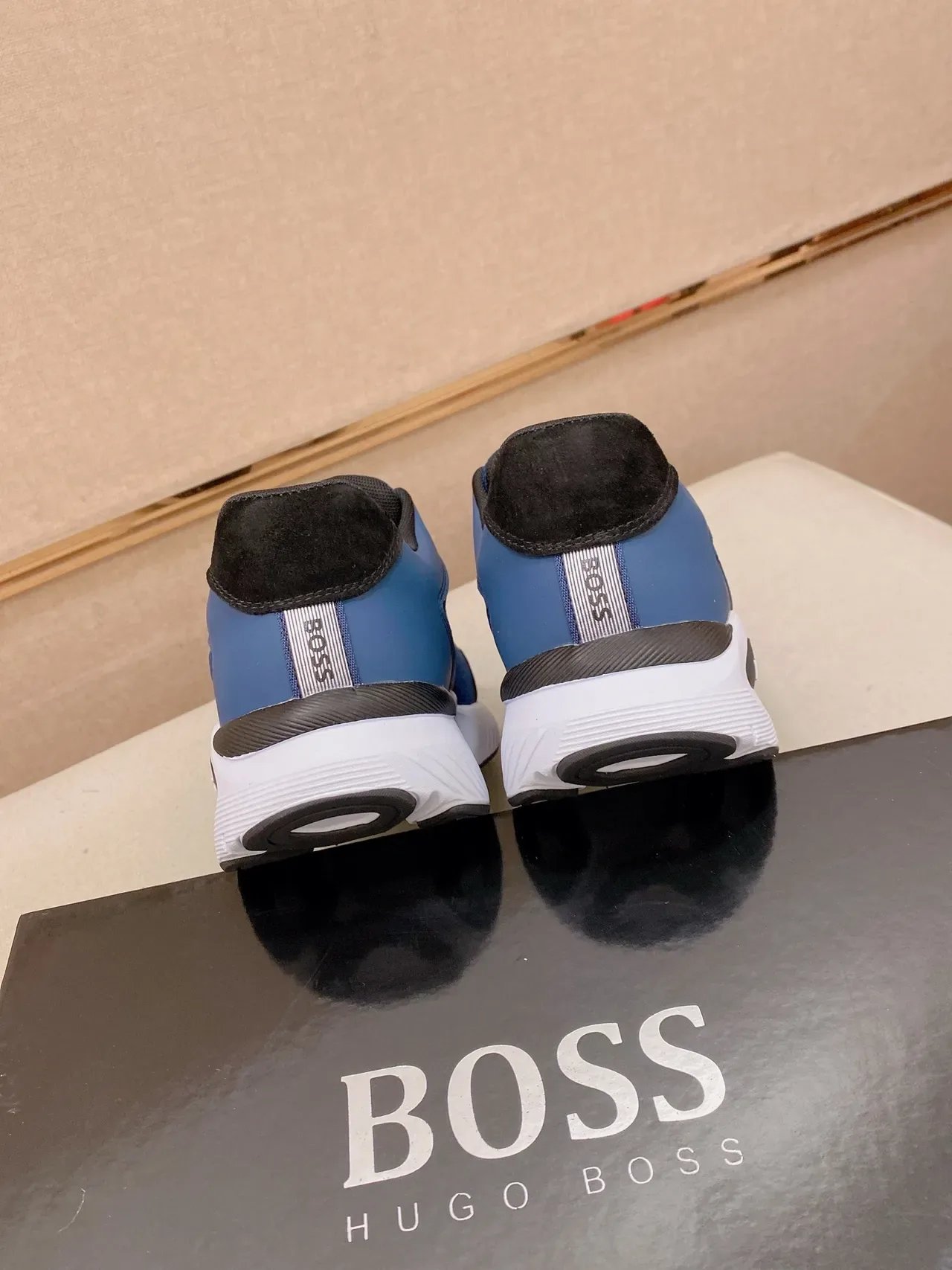 Hugo Boss Blue and Black Mesh Suede Lifestyle Sneakers 3