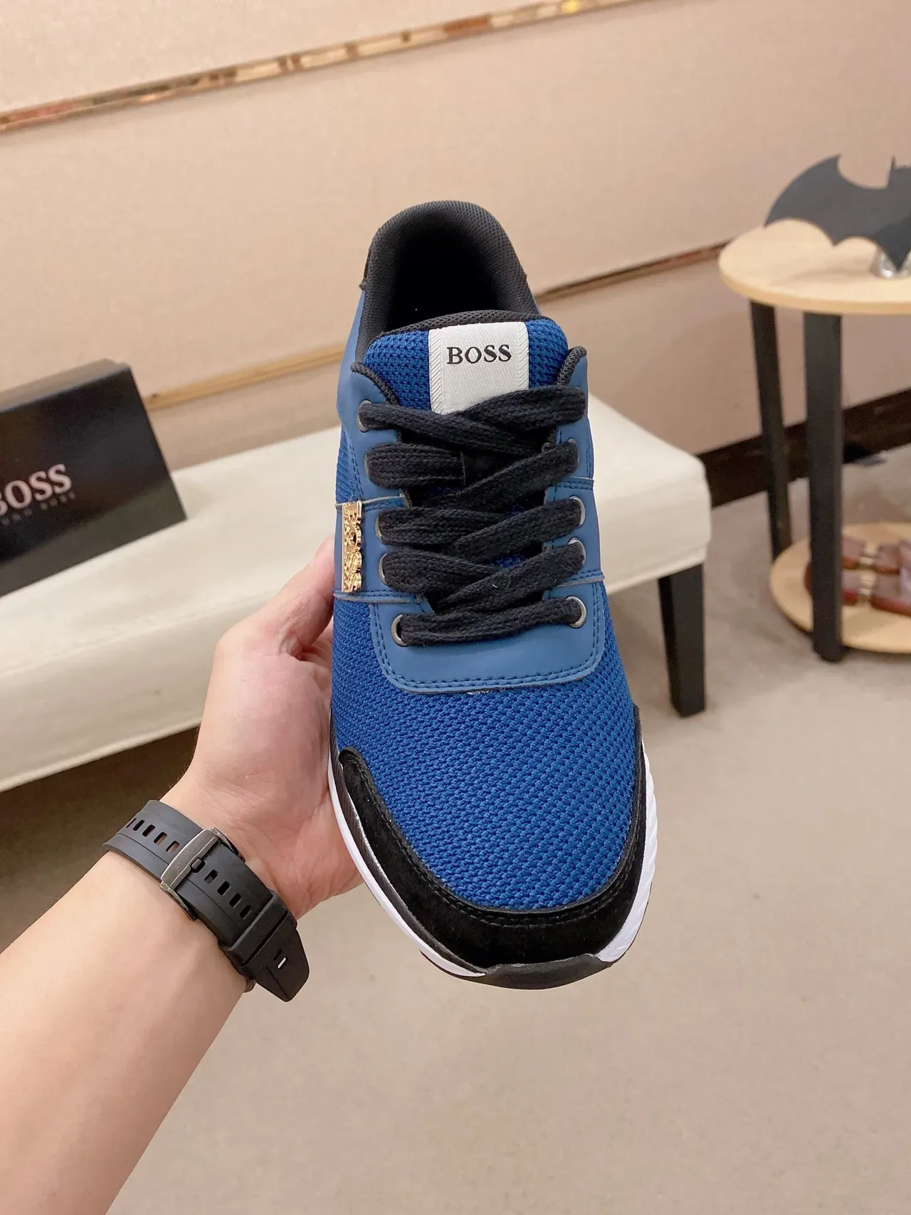 Hugo Boss Blue and Black Mesh Suede Lifestyle Sneakers 5