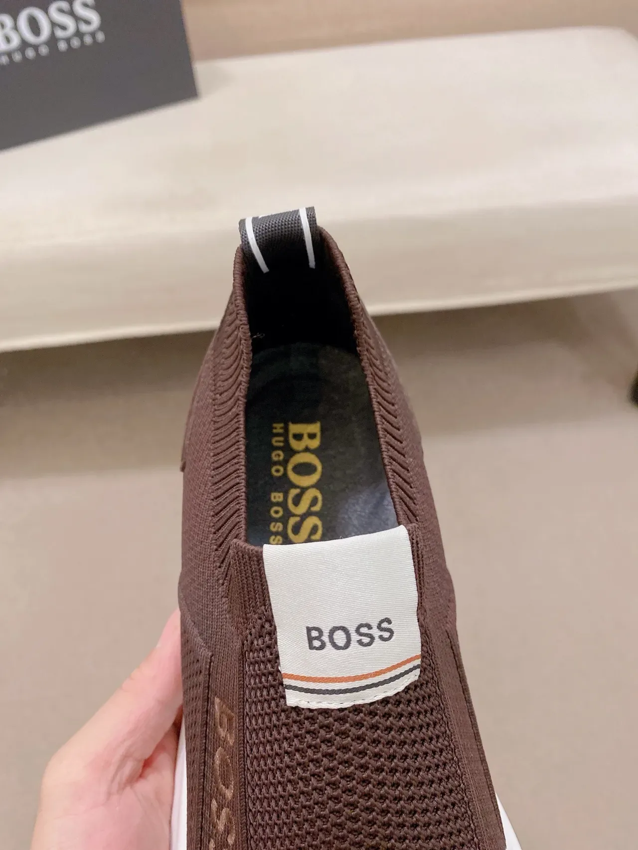 Hugo Boss Brown Knit Slip-On Sneaker 4