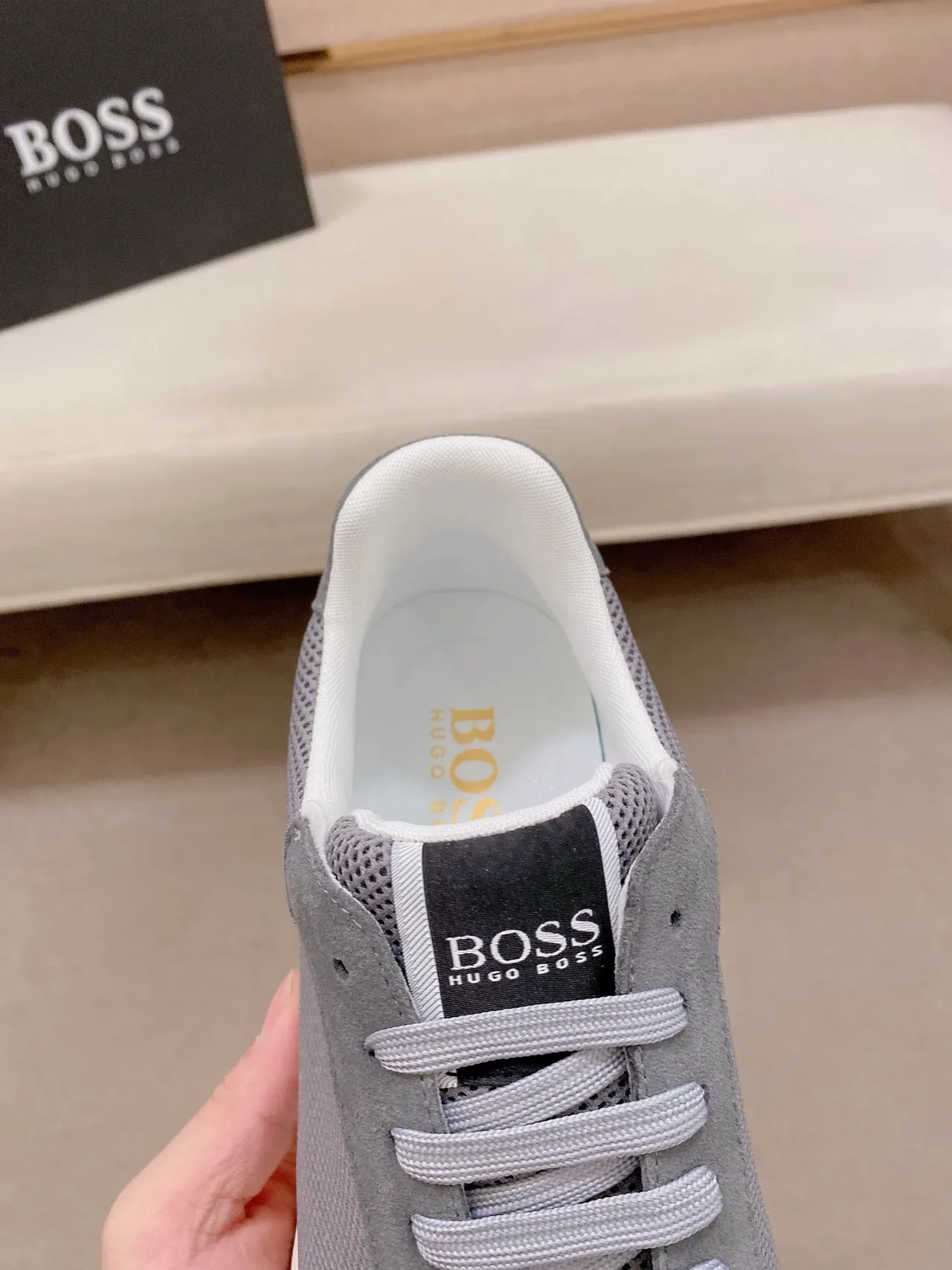 Hugo Boss Tênis Lifestyle de Plataforma em Suede e Mesh Cinza 6