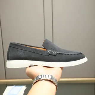 Hugo Boss Loafer Gray White Suede Upper Penny Loafer