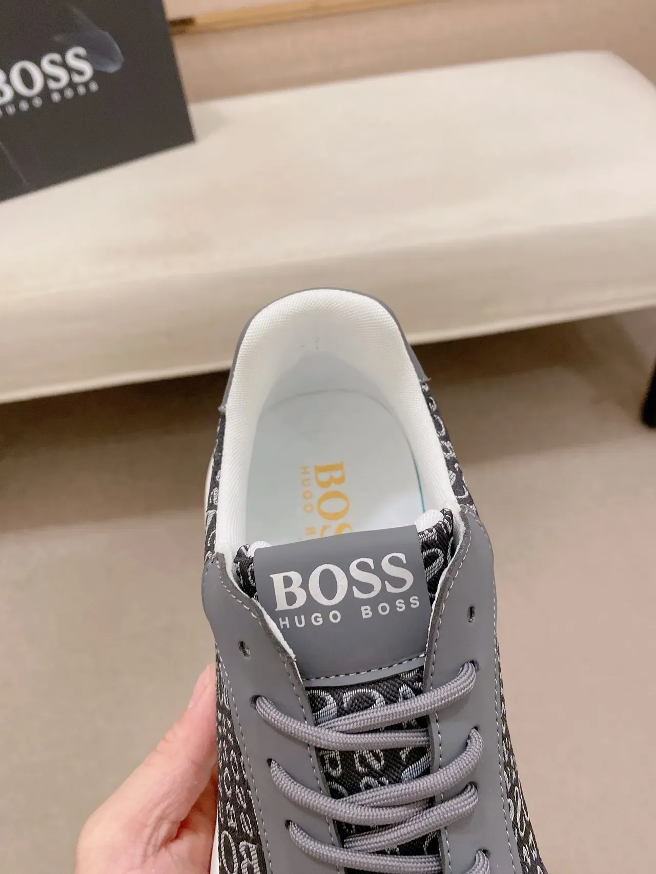 Hugo Boss Logo-Print Gray Lifestyle Sneakers 4