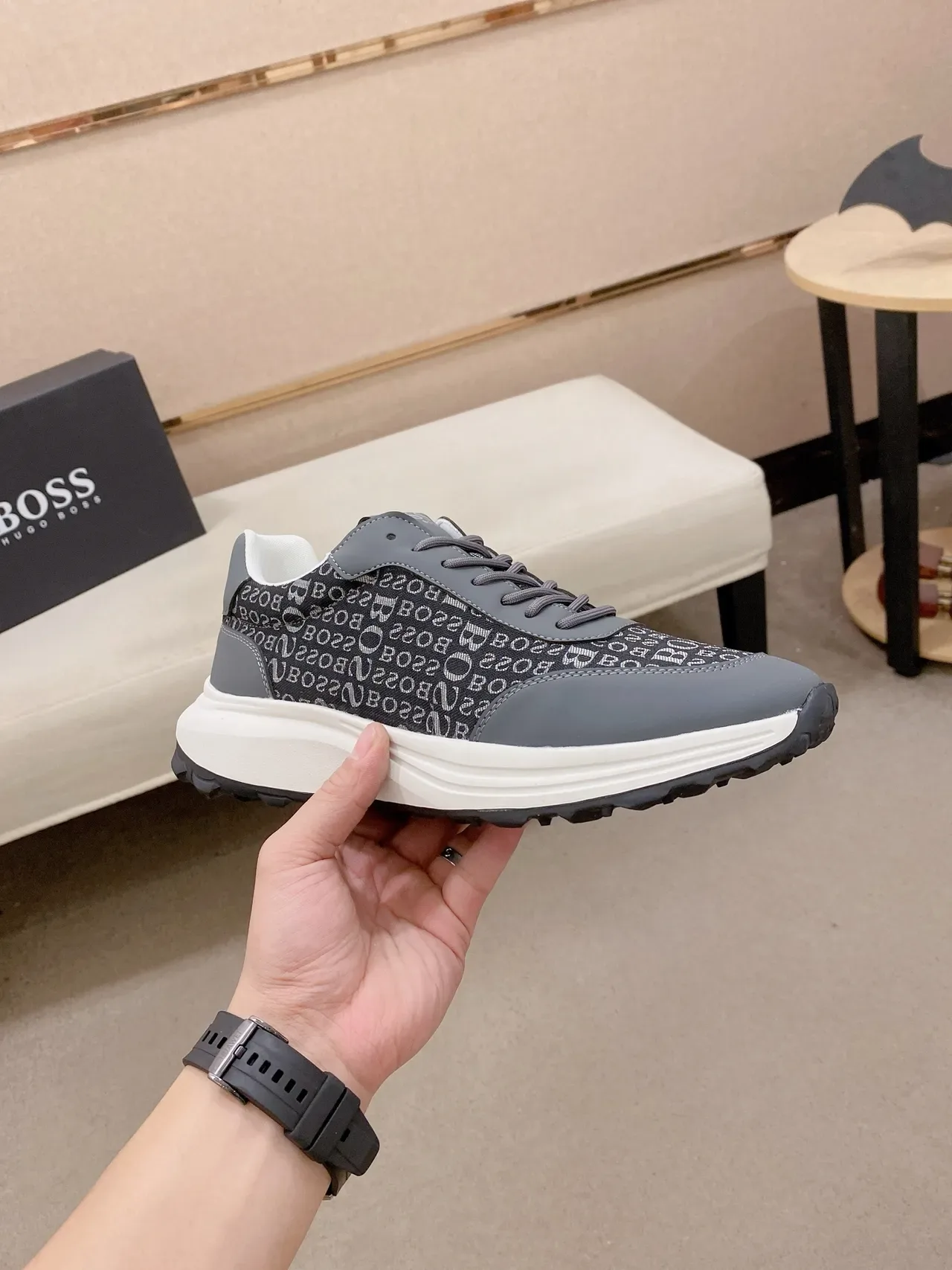 Hugo Boss Logo-Print Gray Lifestyle Sneakers 5