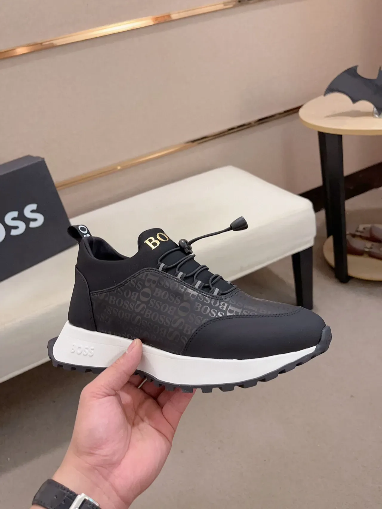 Hugo Boss Monogrammed Elastic-Lace Black Lifestyle Sneaker 4