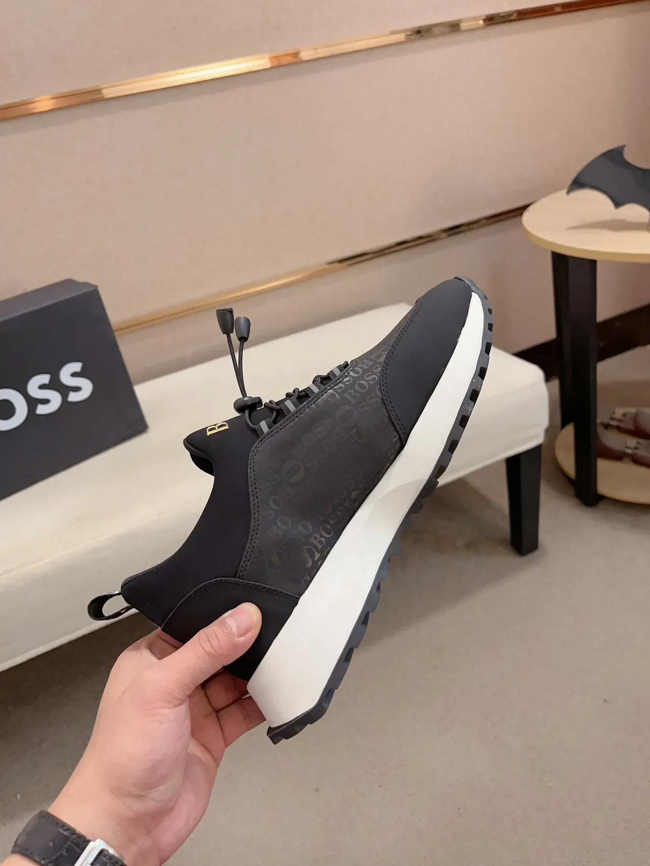 Hugo Boss Monogrammed Elastic-Lace Black Lifestyle Sneaker 5