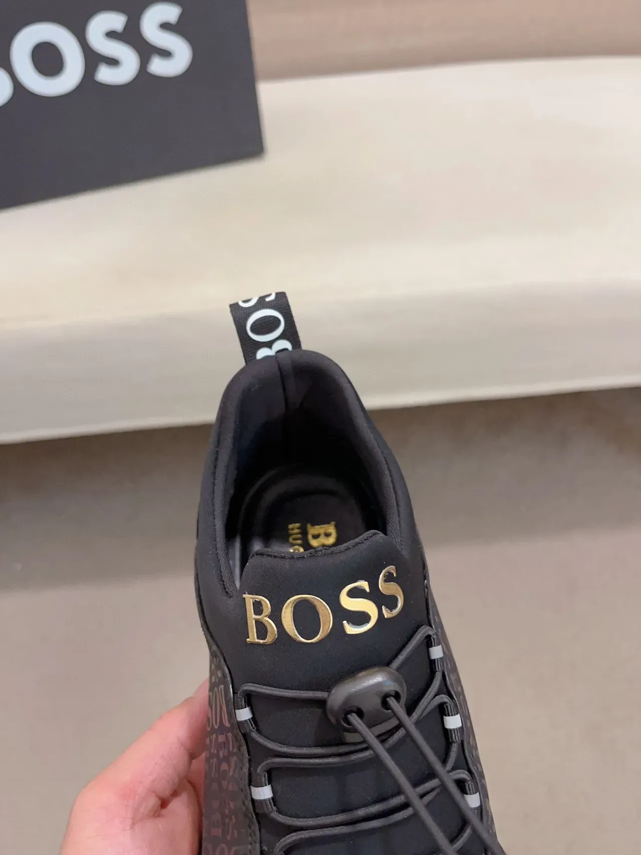Hugo Boss Monogrammed Elastic-Lace Black Lifestyle Sneaker 6