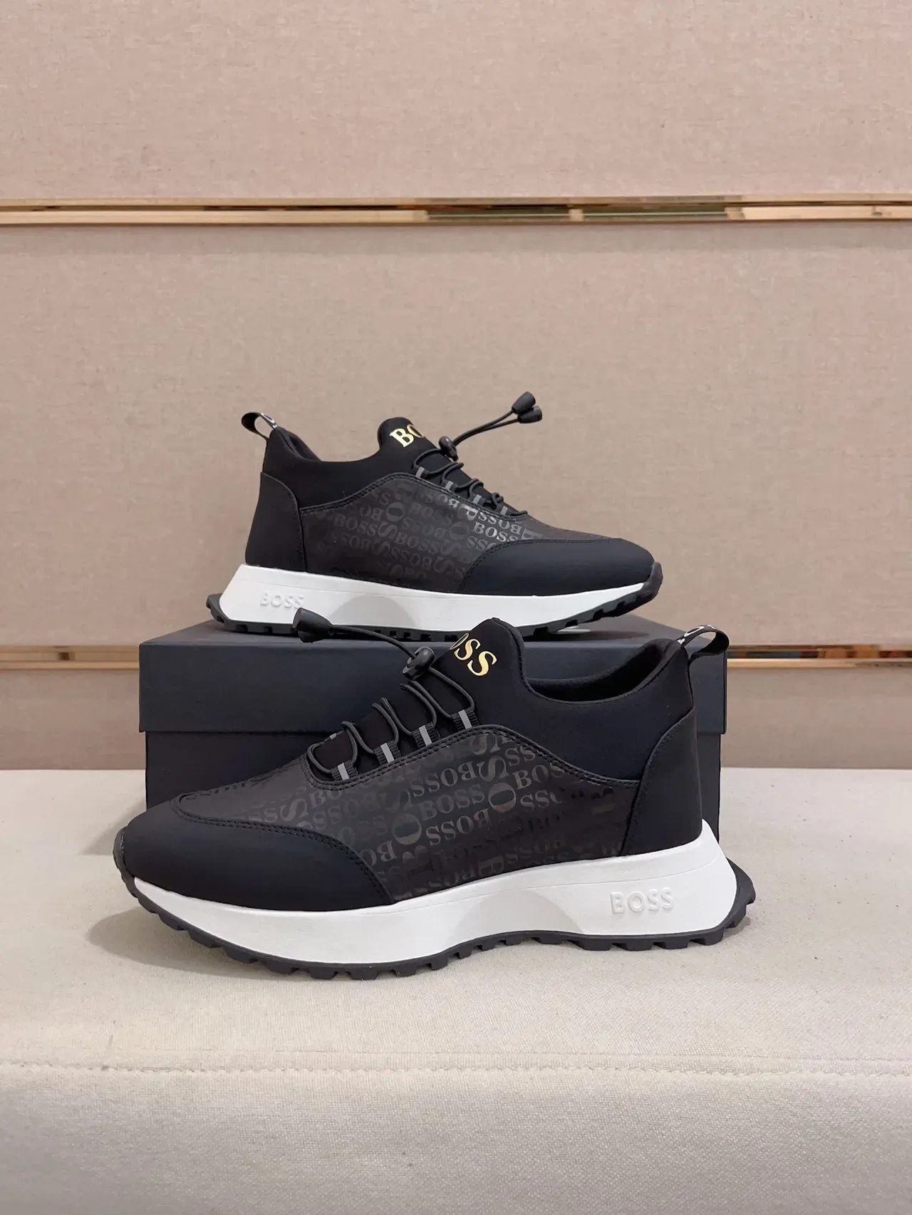 Hugo Boss Monogrammed Elastic-Lace Black Lifestyle Sneaker 7