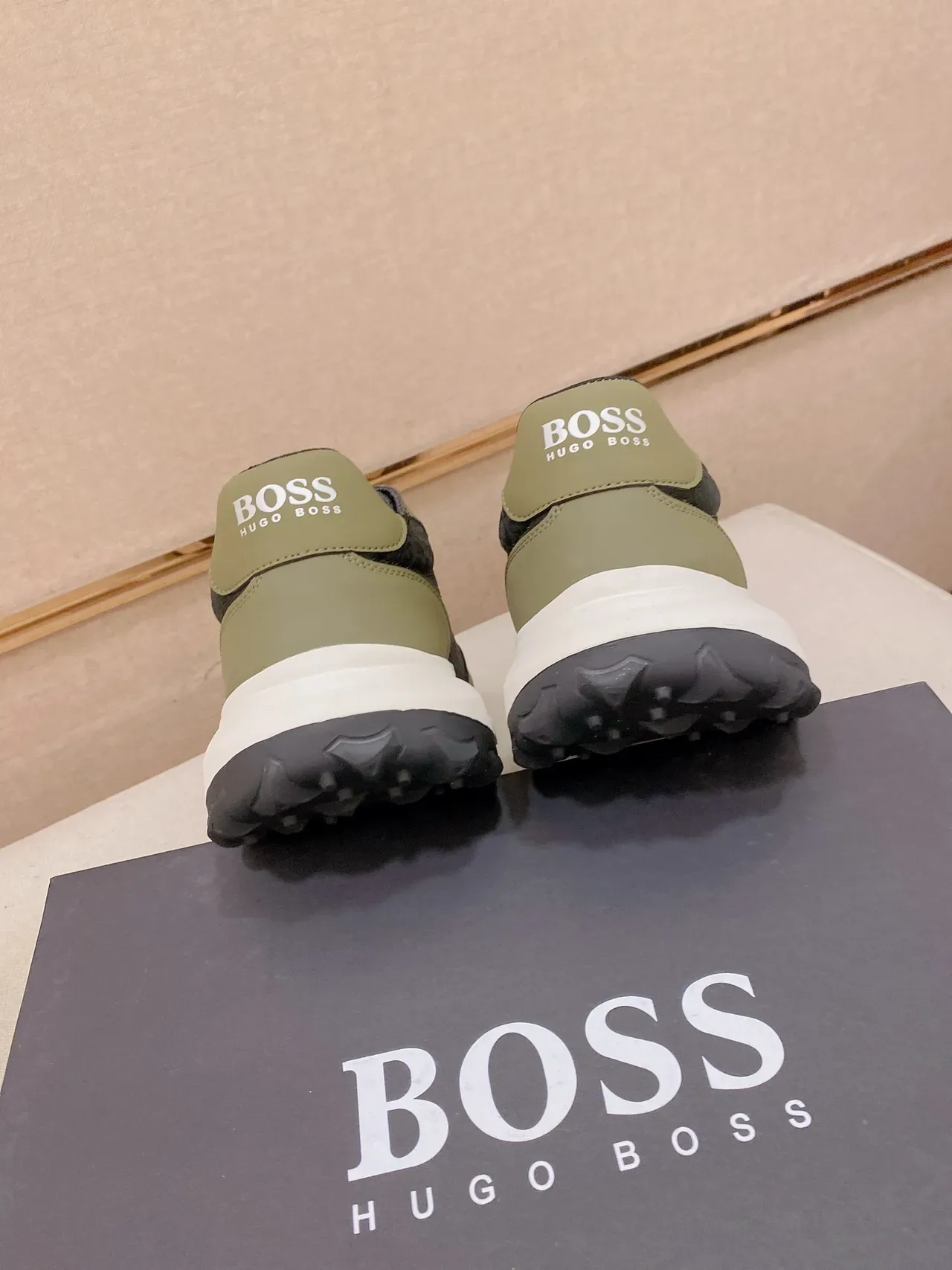 Hugo Boss Monogrammed Olive Green and Gray Lifestyle Sneakers 3