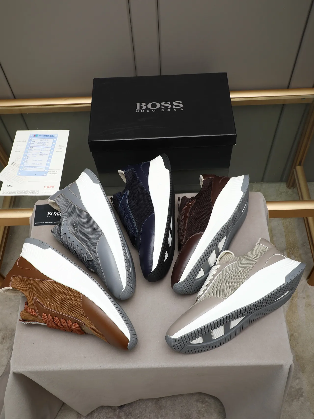 Hugo Boss Sneakers Lifestyle À Plateforme En Tricot Et Cuir Bleu Marine 2