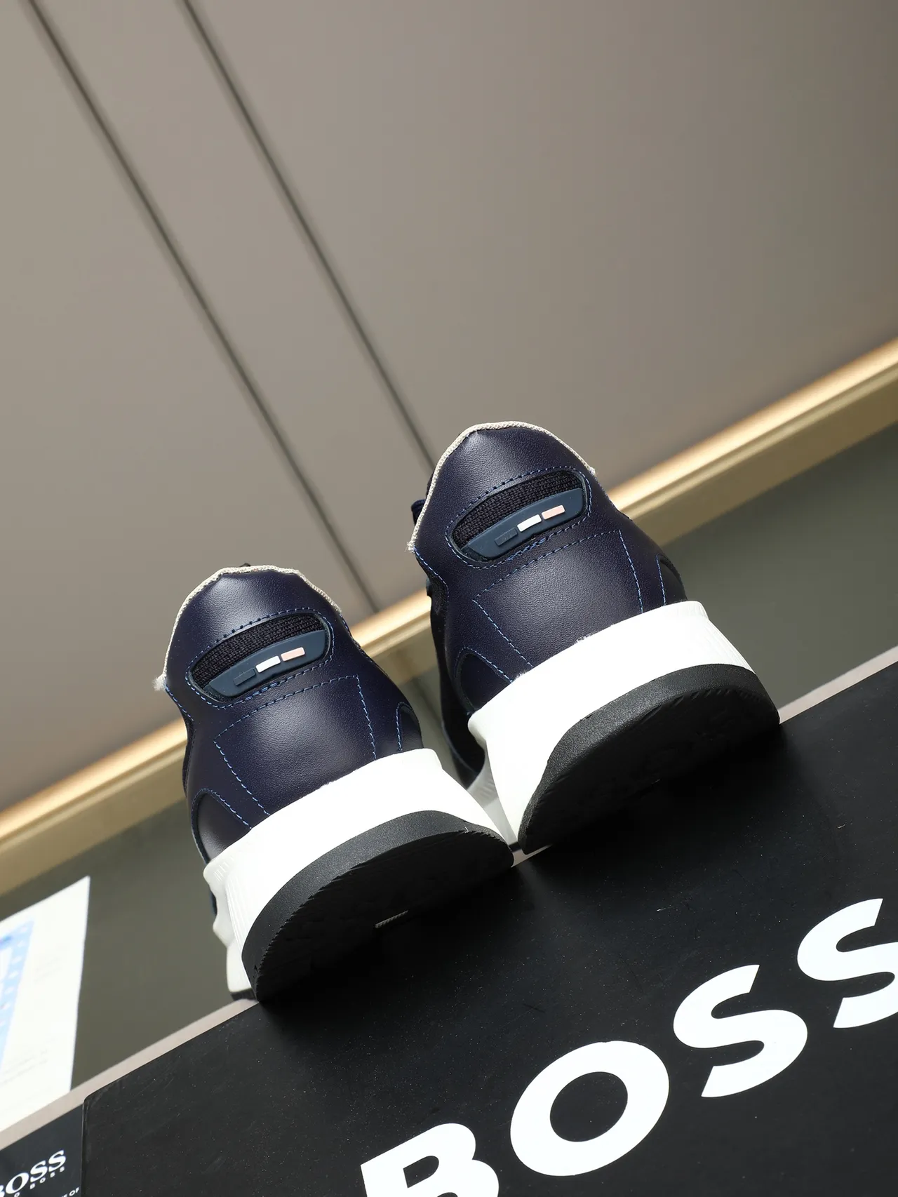 Hugo Boss Sneakers Lifestyle À Plateforme En Tricot Et Cuir Bleu Marine 3