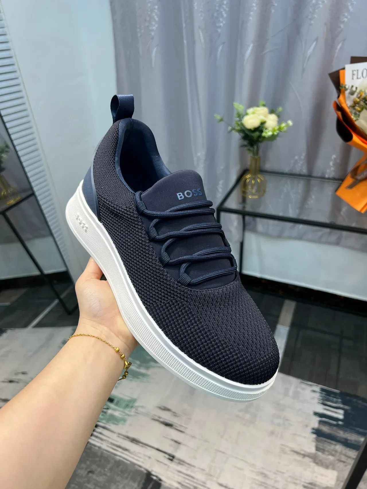 Hugo Boss Navy Knit Slip-On Lifestyle Sneaker 6