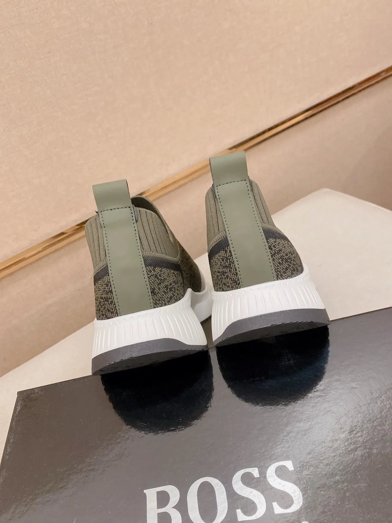 Hugo Boss Slip-On Knit Olive Green Lifestyle Sneaker 2