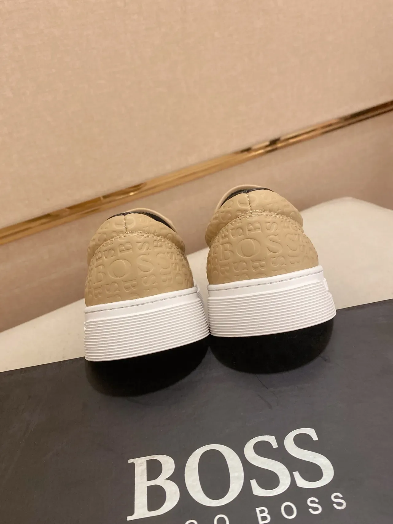 Hugo Boss Slip-On Monogram Beige Lifestyle Sneakers 3