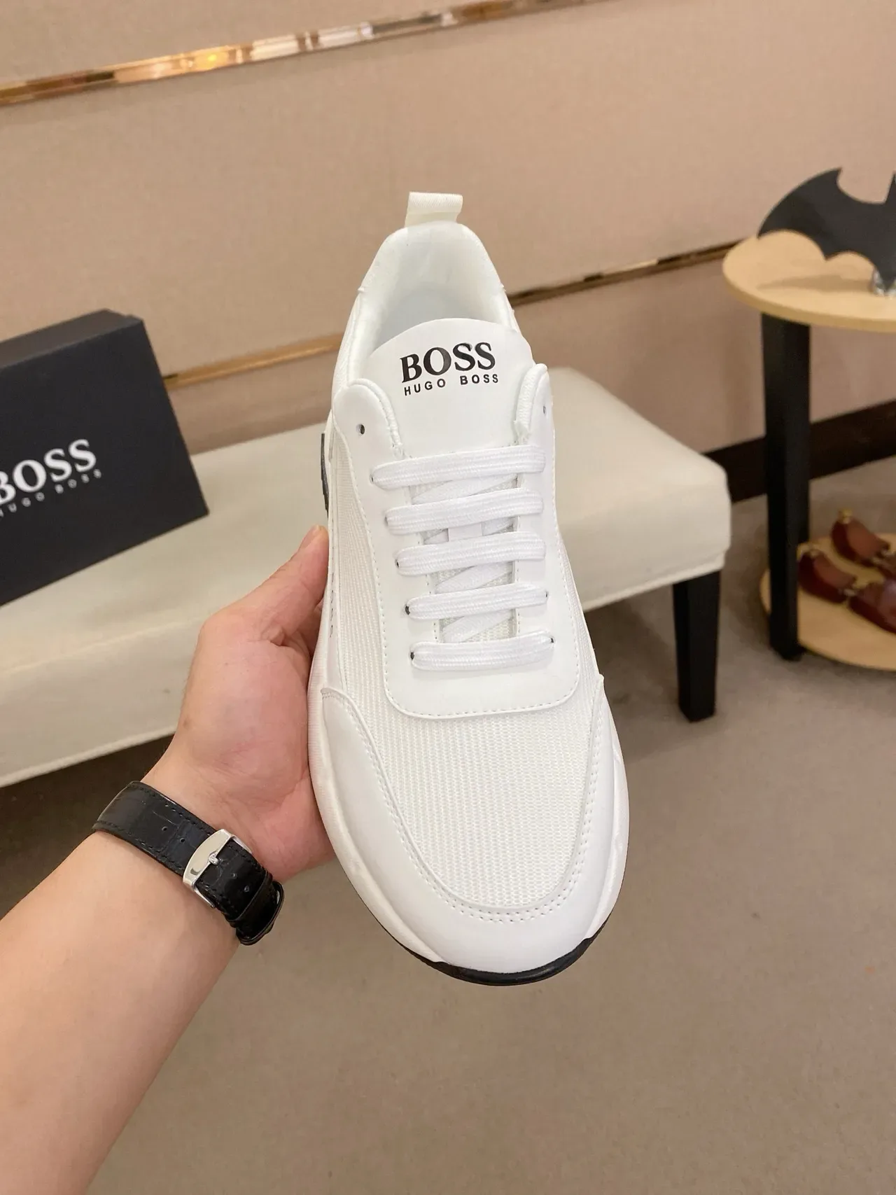 Hugo Boss blanc noir tissu et synthétique supérieur sculpté chunky midsole lifestyle sneakers 2