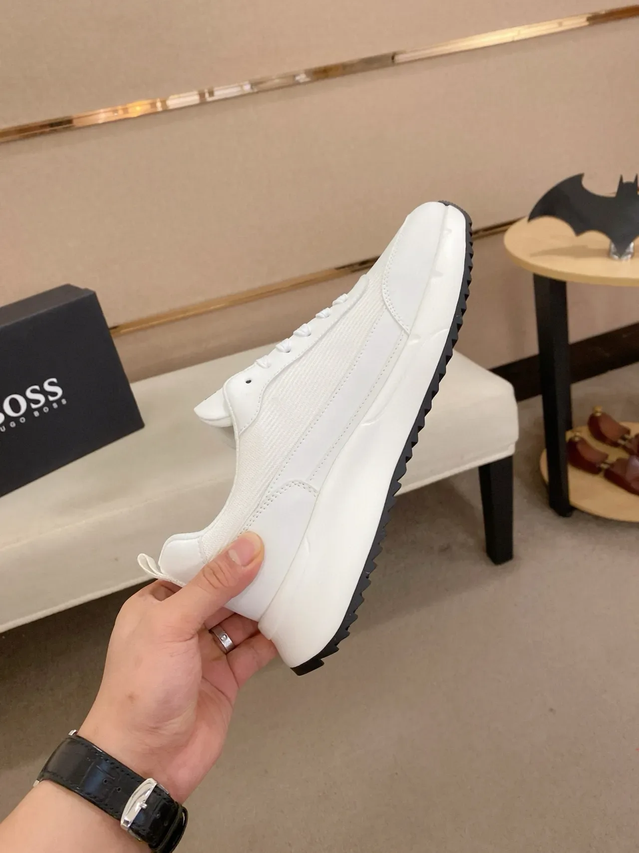 Hugo Boss blanc noir tissu et synthétique supérieur sculpté chunky midsole lifestyle sneakers 5