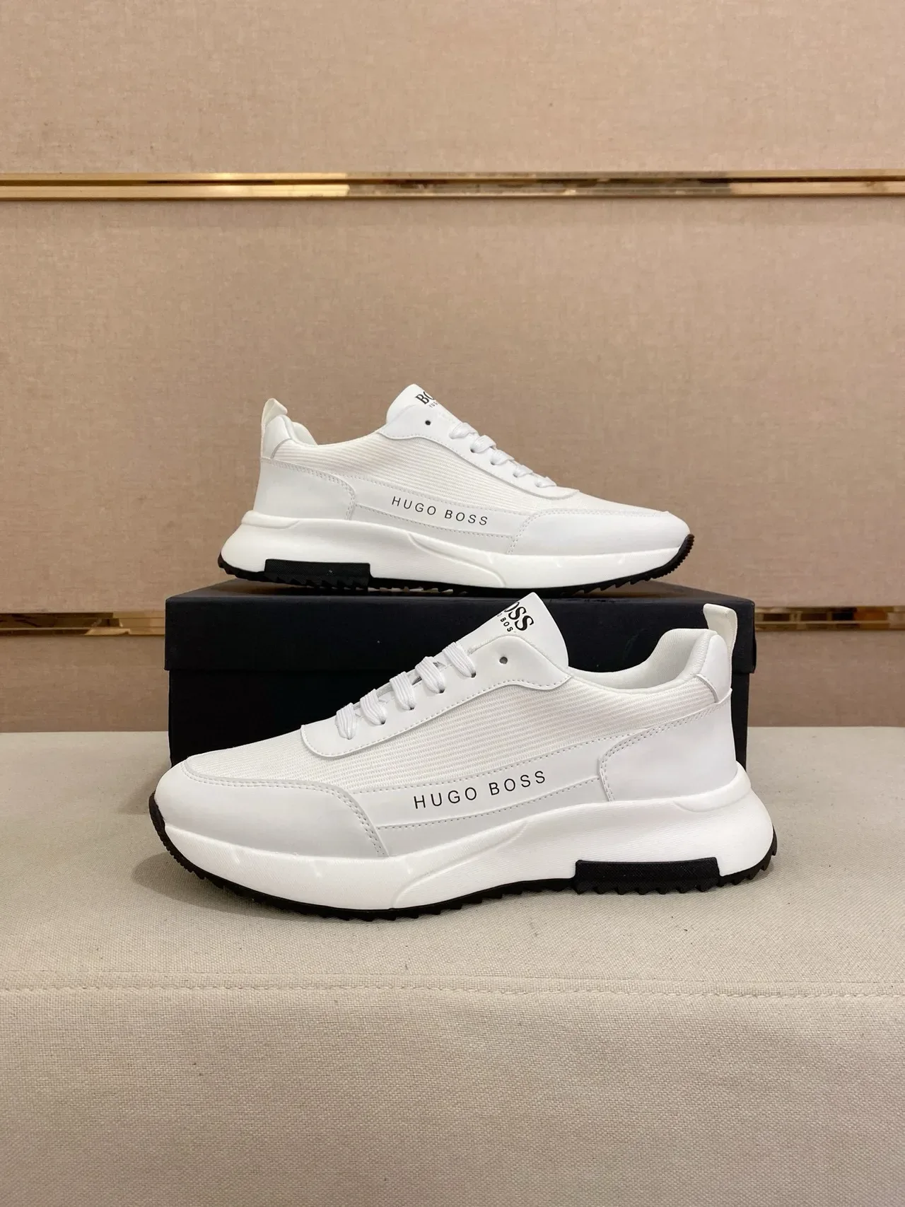 Hugo Boss blanc noir tissu et synthétique supérieur sculpté chunky midsole lifestyle sneakers 7