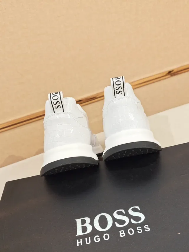 Hugo Boss White Croc-Embossed Logo Patch Lifestyle Sneaker 3