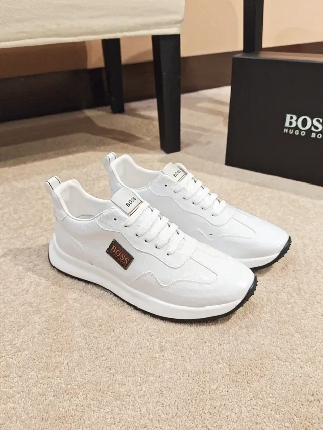Hugo Boss White Croc-Embossed Logo Patch Lifestyle Sneaker 4