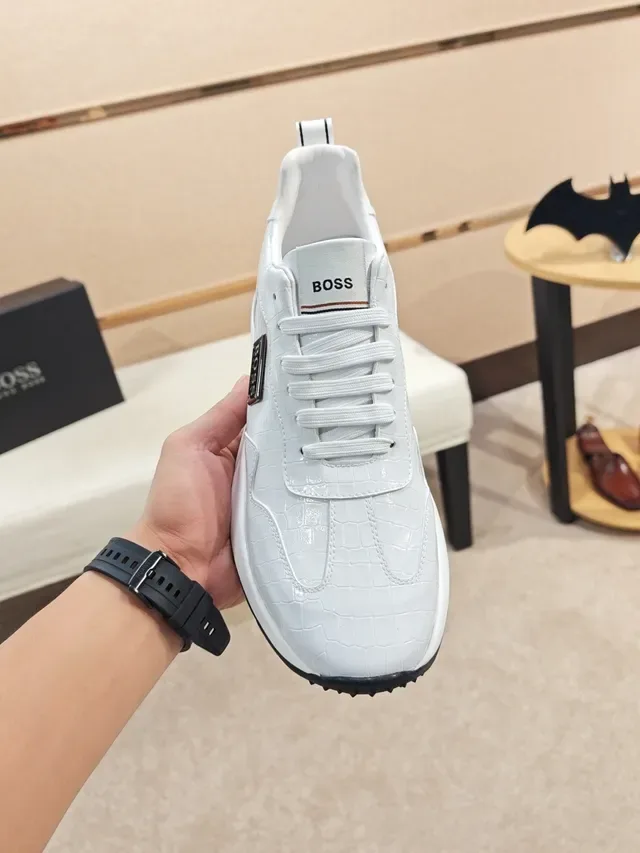 Hugo Boss White Croc-Embossed Logo Patch Lifestyle Sneaker 5