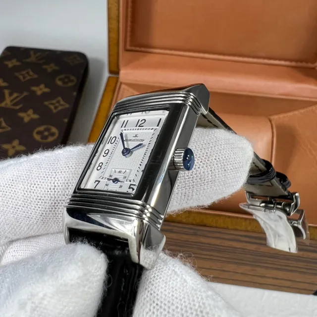 Jaeger-LeCoultre Black White Rectangular Fluted Case Guilloché Dial Mechanical Watch 7