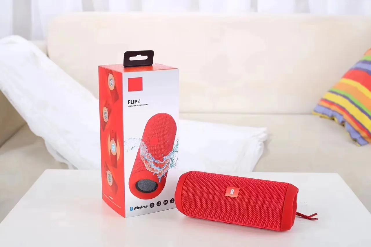 JBL Flip 4 Noir Rouge Forme Cylindrique Grille Tissu Extérieur Enceinte Portable 7