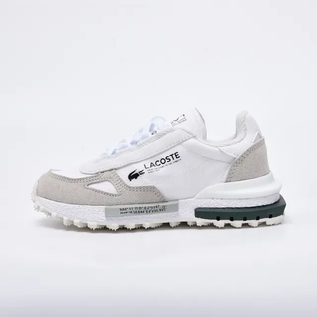 Lacoste White Gray Layered Synthetic/suede Upper Contrasting Midsole Band Lifestyle Sneakers 3