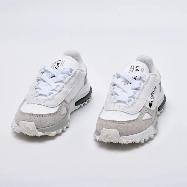 Lacoste White Gray Layered Synthetic/suede Upper Contrasting Midsole Band Lifestyle Sneakers 4