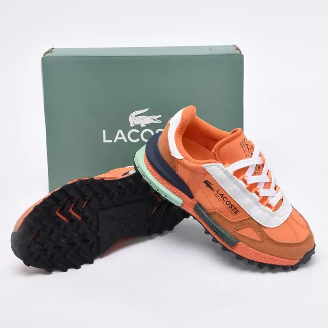Lacoste White Gray Layered Synthetic/suede Upper Contrasting Midsole Band Lifestyle Sneakers 18