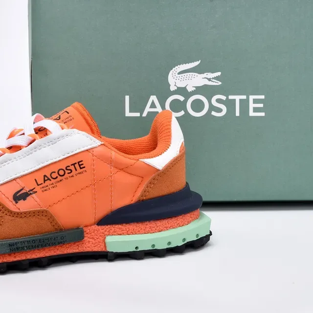 Lacoste White Gray Layered Synthetic/suede Upper Contrasting Midsole Band Lifestyle Sneakers 20