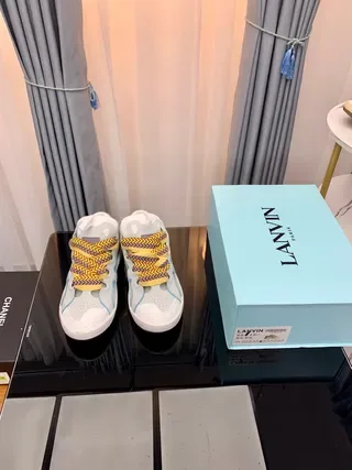 Lanvin Blue Multicolor Low-Top Perforated Toe Lifestyle Sneakers 9