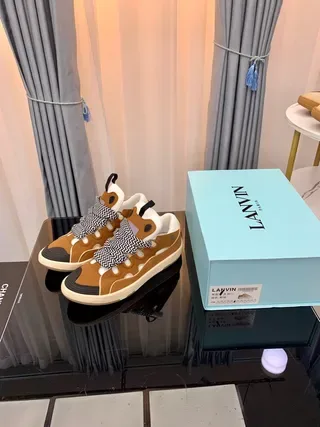 Lanvin Brown Black Strap-Closure Zigzag Webbing Lifestyle Sneakers 6