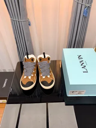 Lanvin Brown Black Strap-Closure Zigzag Webbing Lifestyle Sneakers 9