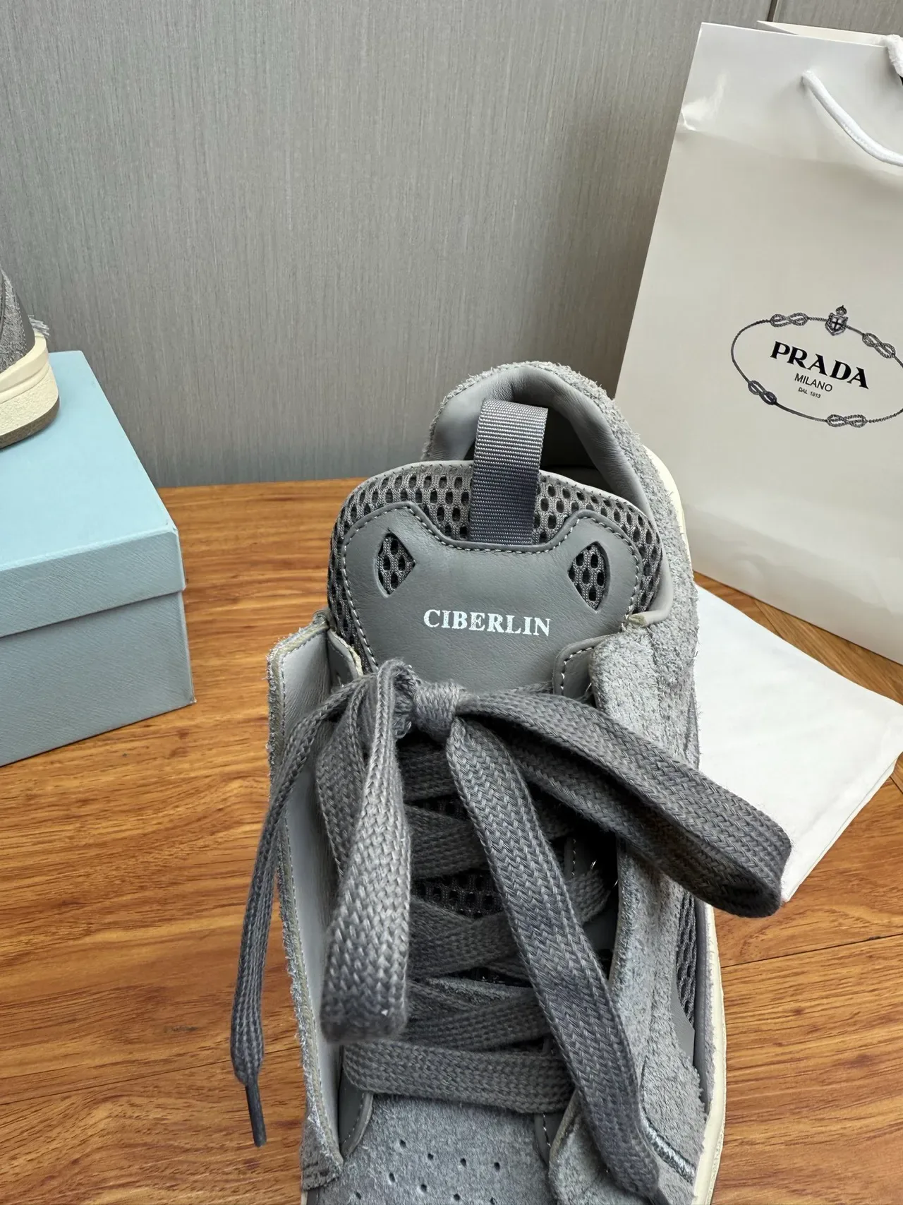 Lanvin Gray Suede Mesh Perforated Toe Lifestyle Sneaker 9