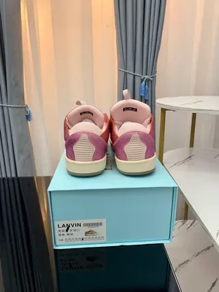 Lanvin Pink Glitter Mesh Wavy Strap Lifestyle Sneakers 5