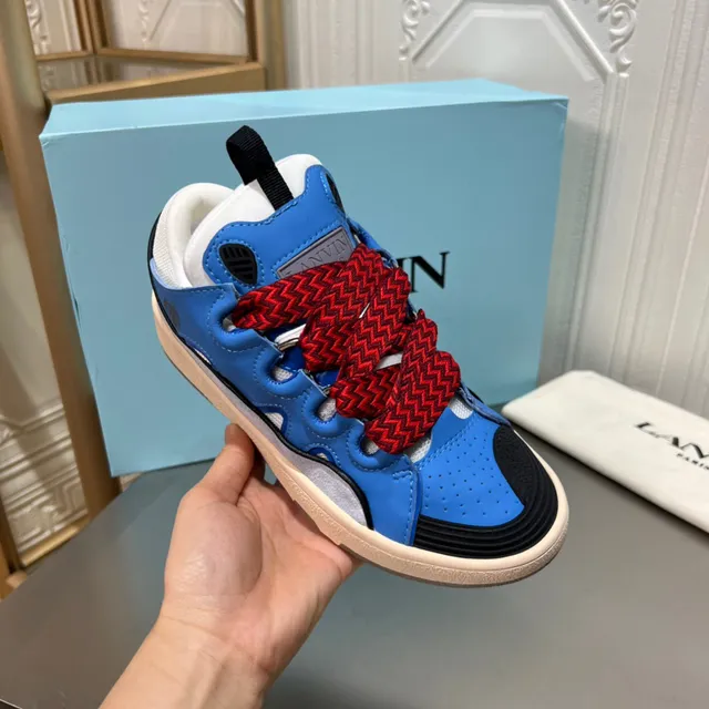Lanvin Run-Through Blue Red Zigzag Lace Lifestyle Sneakers 3